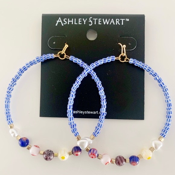 Ashley Stewart Jewelry - Ashley Stewart Women’s Large Hoop Bead Dangle Earrings